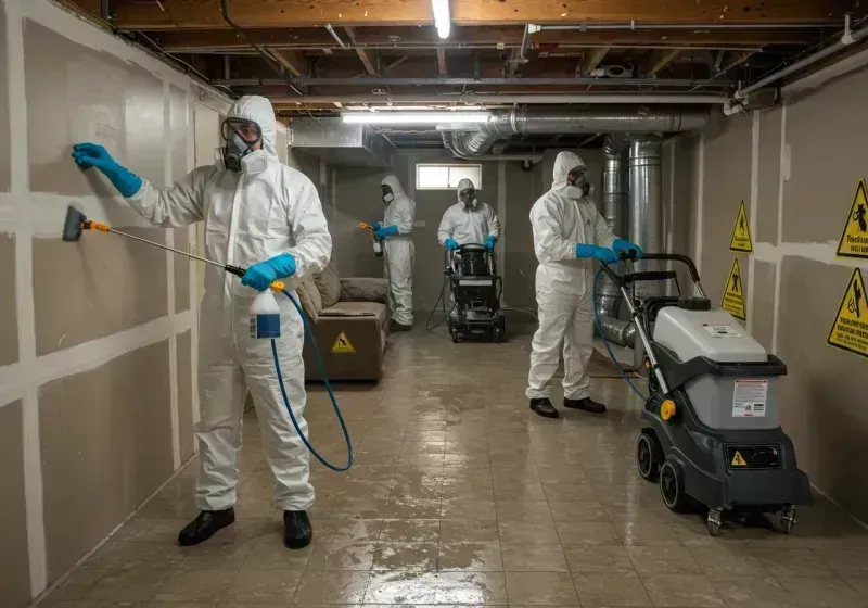 Basement Moisture Removal and Structural Drying process in River Bend, NC